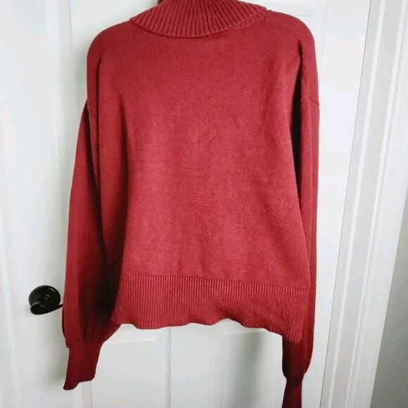 The Drop Lucyswhims Sweater Large Red Side Button Turtleneck Cropped Balloon - Picture 5 of 12